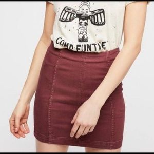 Free People Maroon Mini Skirt